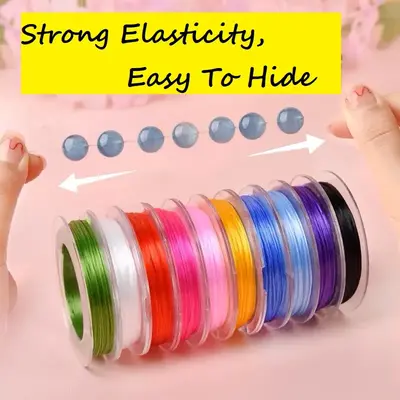 0.8mm 10-Roll Pack Strong Elasticity Cord 10m for Crystal Beads Bracelets Jewelry Making DIY Craft Easy to Hide Apricot Color...