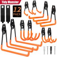 12 Pack Garage Hooks Heavy Duty Garage Organization Hooks for Tools Wall Mount Utility Hook Garage Hanger with 2 Extension Co...