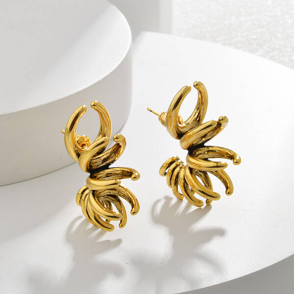Brass Nuggets Stud Earrings