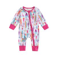 Newborn Baby Boy Girl Fishing Outfit Long Sleeve Zipper Fish Print Romper Jumpsuit Infant Coming Home Clothes