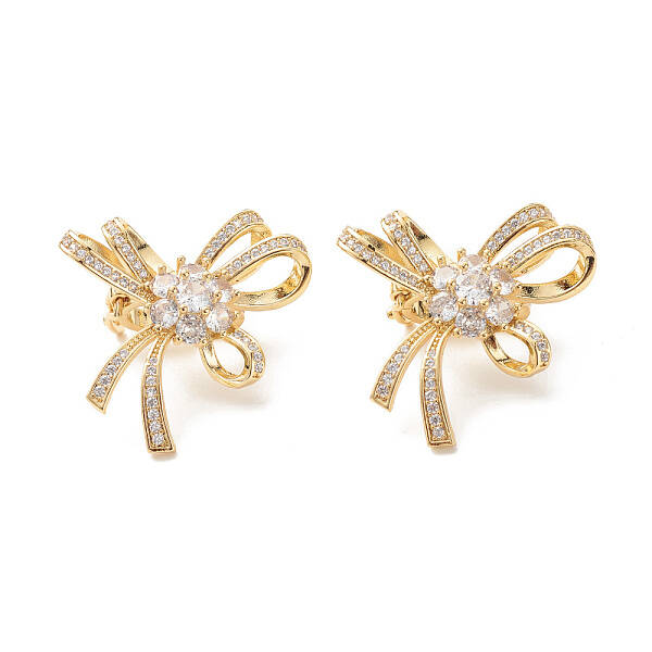 Brass Micro Pave Clear Cubic Zirconia Twister Clasps