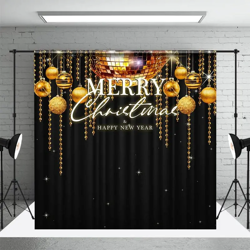 Aperturee Black Gold Merry Christmas Happy New Year Backdrop | Xmas Backdrop | Christmas Photoshoot Backgrounds | Christmas B...