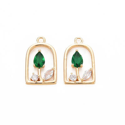 Brass Micro Pave Cubic Zirconia Pendants