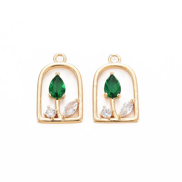 Brass Micro Pave Cubic Zirconia Pendants