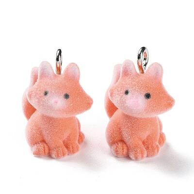 Animal Shape Flocky Resin Pendants