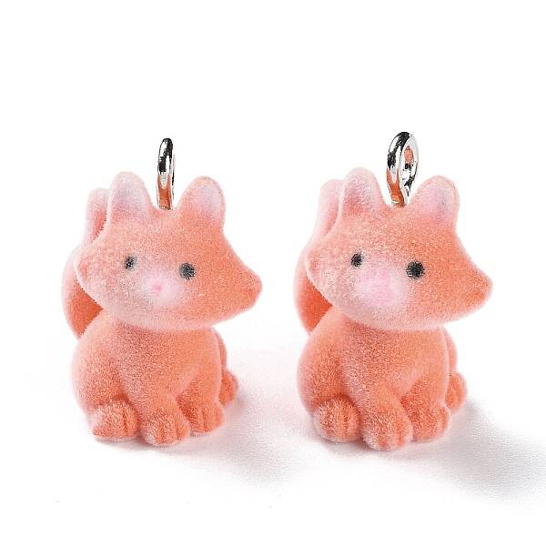 Animal Shape Flocky Resin Pendants
