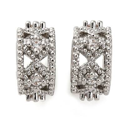 Brass Micro Pave Cubic Zirconia European Beads