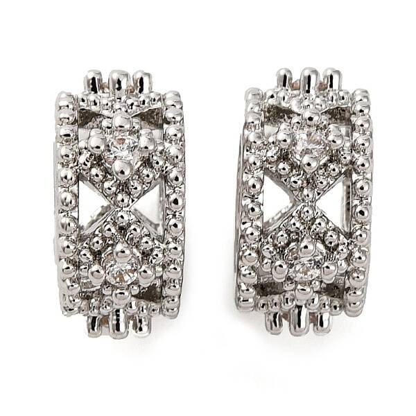 Brass Micro Pave Cubic Zirconia European Beads