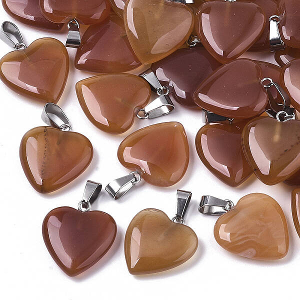 Heart Natural Carnelian Pendants