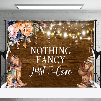 Aperturee Nothing Fancy Just Love Cowboy Wood Wedding Backdrop - Aperturee