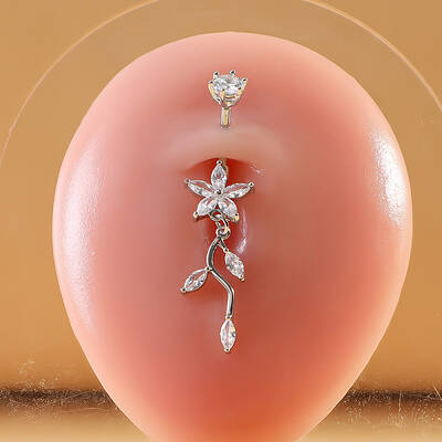 316L Surgical Stainless Steel Micro Pave Clear Cubic Zirconia Belly Rings