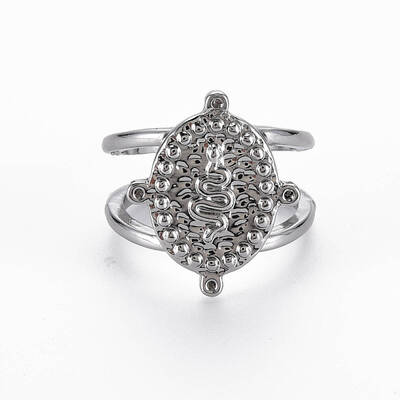 Oval with Snake Pattern Rack Plating Alloy Cuff Rings