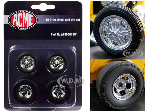 Chrome Drag Wheel and Tire Set of 4 pieces from \