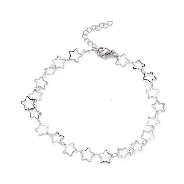 Non-Tarnish 304 Stainless Steel Star Link Chain Anklets for Men Women