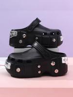 Women's Fashionable Solid Color Platform Clogs, Casual Comfortable Breathable Non-slip Clogs, Trendy All-match Clogs for Indo...