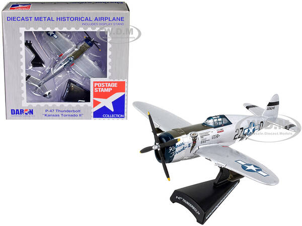 Republic P-47 Thunderbolt Fighter Aircraft Kansas Tornado II United States Army Air Force 1/100 Diecast Model Airplane by Pos...