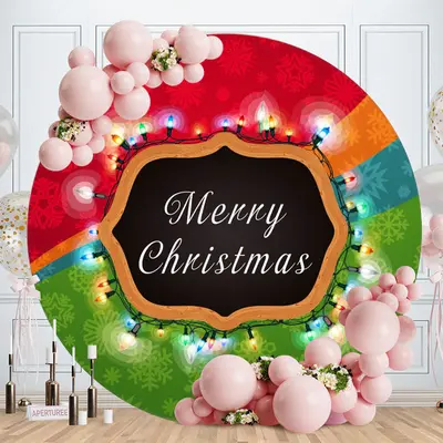 Green And Red Bokeh Round Merry Christmas Backdrop - Aperturee