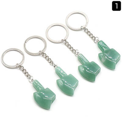 Green Aventurine with Metal Mini Axe Keychain