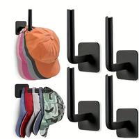 Wall Mounted Hat Storage Hook, 2/4 Counts Self Adhesive Hat Holder, Multifunctional Home Organizer for Entryway, Bathroom, Be...