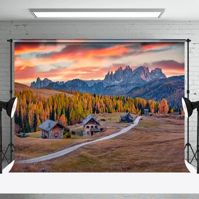 Aperturee Autumn Hillside Sunset Natural Scenery Backdrop | Photography Backdrops | Backdrop Photography Ideas | Photography ...