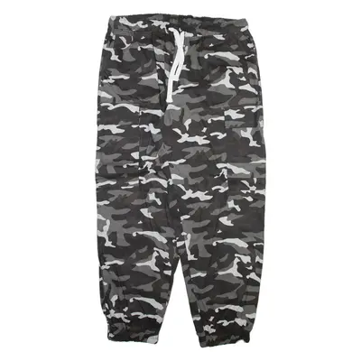 Camo Cargo Mens Trousers Grey Relaxed Tapered W36 L31