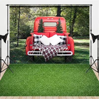 Aperturee Red Truck Green Forest Christmas Combo Set Backdrop, 7 x 5 ft / 7 x 5 ft, 97.4 USD, combo set backdrops, WHIPS0075-...