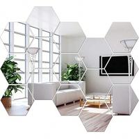 Hexagon Acrylic Mirror Wall Sticker, 12pcs/set Self Adhesive Mirror Wall Art Decal, Wall Ornaments for Home Room Decor, Home ...