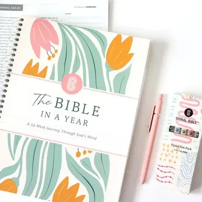 The Bible in A Year: A 52-week Study Through Gods Word, A Beautiful Year in the Bible For Women, Spiral Bible Study Guide Jou...