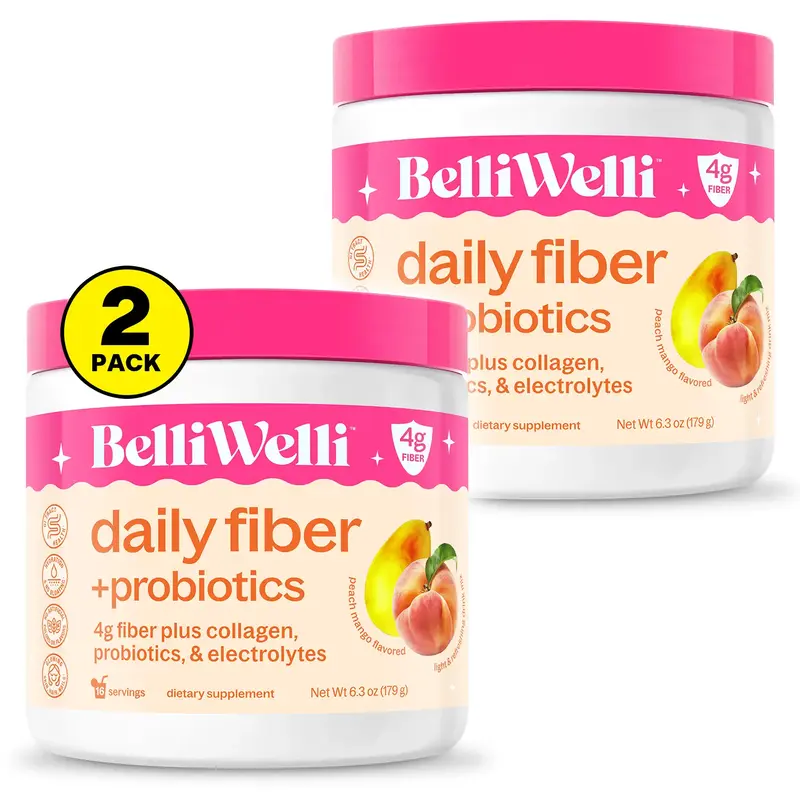 BelliWelli Daily Fiber + Probiotics - Peach Mango- 2 pack