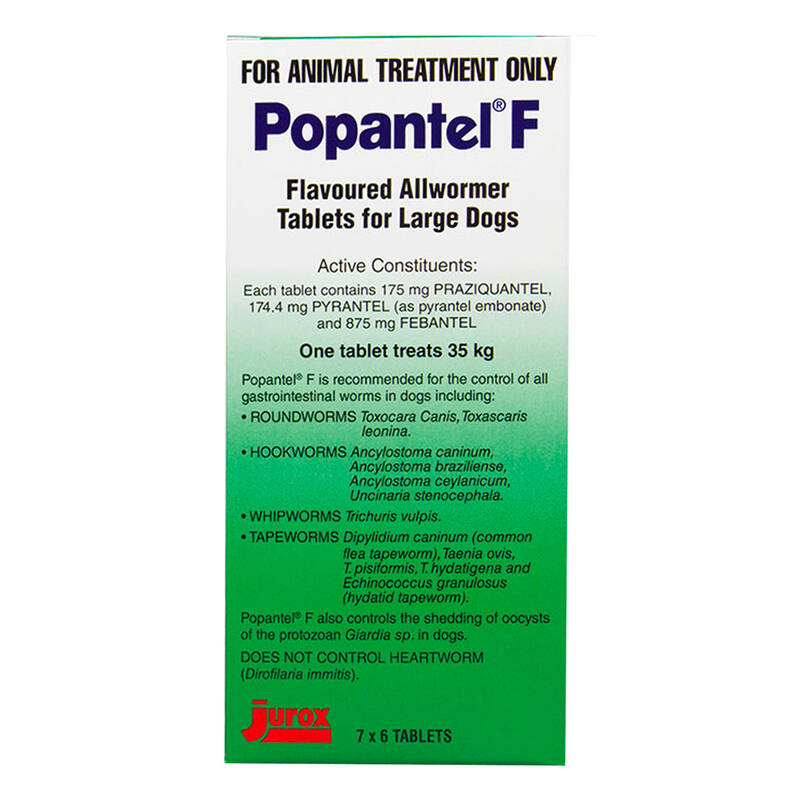 Popantel F Allwormer For Large Dogs 35 Kg (77lbs) 2 Tablets