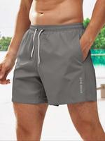 Men's Solid Color Swimming Trunks, Quick Drying Swim Shorts for Beach Vacation, Casual Comfy Breathable Swim Shorts for Men, ...