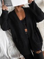 Women's Halloween Themed Plain Textured Pocket Open Front Cardigan, Casual Long Sleeve Cardigan, Cardigan for Women, Ladies B...