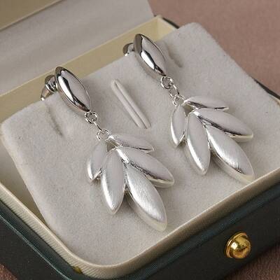 Wheat Brass Drawbench Dangle Earring