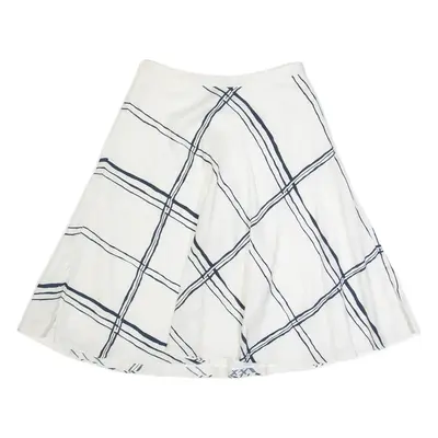 COAST Womens A-Line Skirt White Knee Length Silk Check UK 8