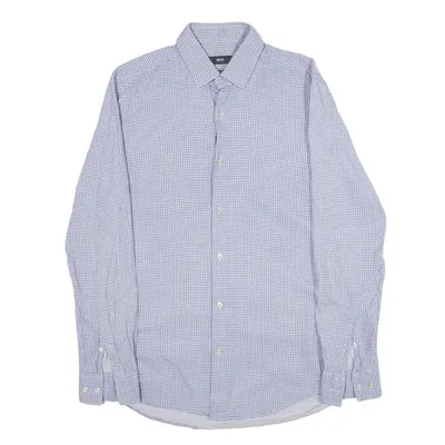 HUGO BOSS Slim Fit Shirt Blue Geometric Long Sleeve Mens S