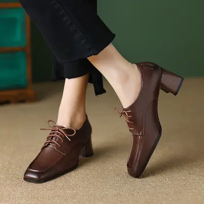 CHIKO Jenisa Square Toe Block Heels Oxfords Shoes