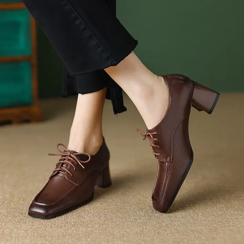 CHIKO Jenisa Square Toe Block Heels Oxfords Shoes