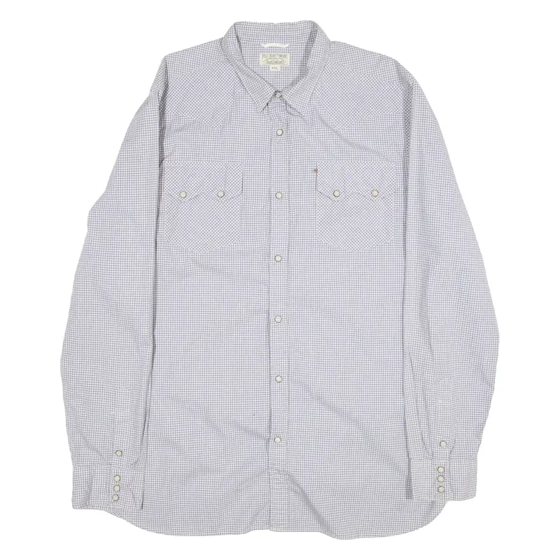 POLO RALPH LAUREN Mens Shirt Blue 90s Gingham Long Sleeve 2XL
