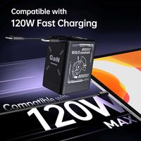 W&O 2 in 1 GaN Charger(Type C/Lightning), 120W Compatible Fast Charger, Retractable Wall Charger, Foldable Plug for iPhone, F...