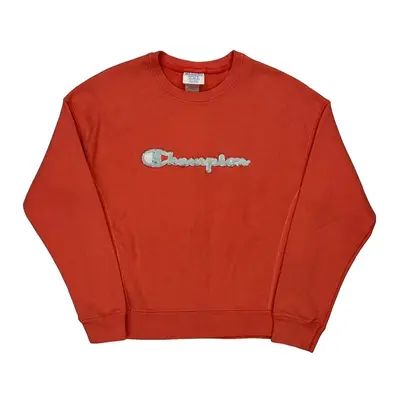 Reverse Weave Champion Spellout Sweatshirt - Medium Orange Cotton Blend