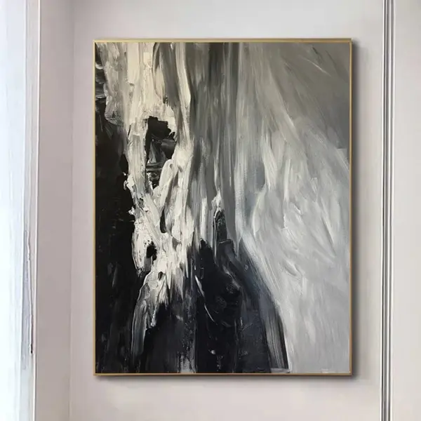 Abstract Avalanche Painting On Canvas Original Snow Wall Art Black And White Creative Modern Handmade Painting | SNOW AVALANC...