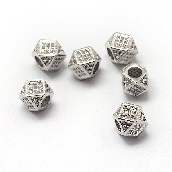 Rack Plating Brass Cubic Zirconia Beads