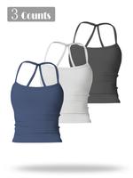 Women's Solid Color Sports Cami Top, Breathable Workout Comfortable Sporty Sleeveless Top, Ladies Sportswear for Indoor Outdo...