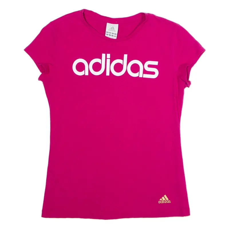 ADIDAS Womens T-Shirt Pink Crew Neck UK 12