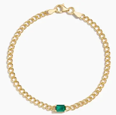 10K Gold 6 x 4 mm Emerald Curb Chain Bracelet