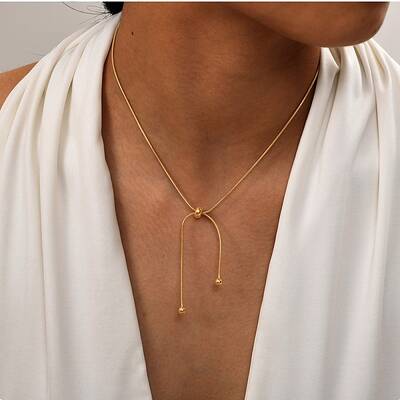 304 Stainless Steel Round Snake Chain Lariat Necklaces