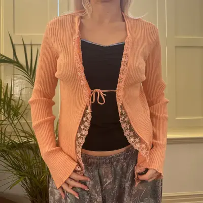 Oltre Cardigan - Medium Orange Viscose Blend