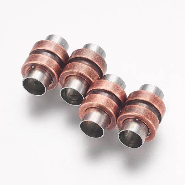 304 Stainless Steel Magnetic Clasps with Glue-in Ends