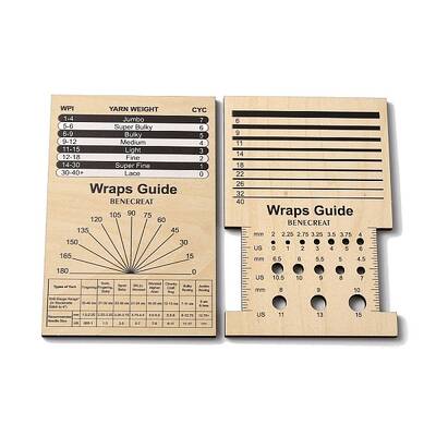 Rectangle Wooden Wooden Knitting Needle Gauge & Yarn Wrap Guide Board