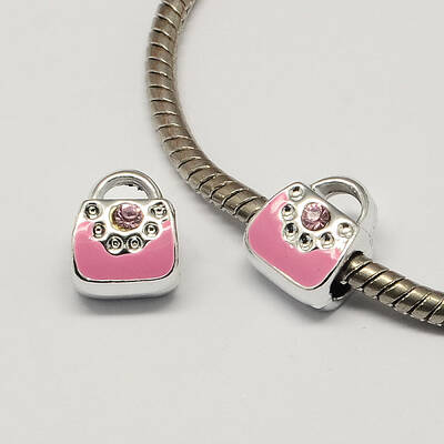 Alloy Rhinestone Bag Large Hole Enamel Style European Beads